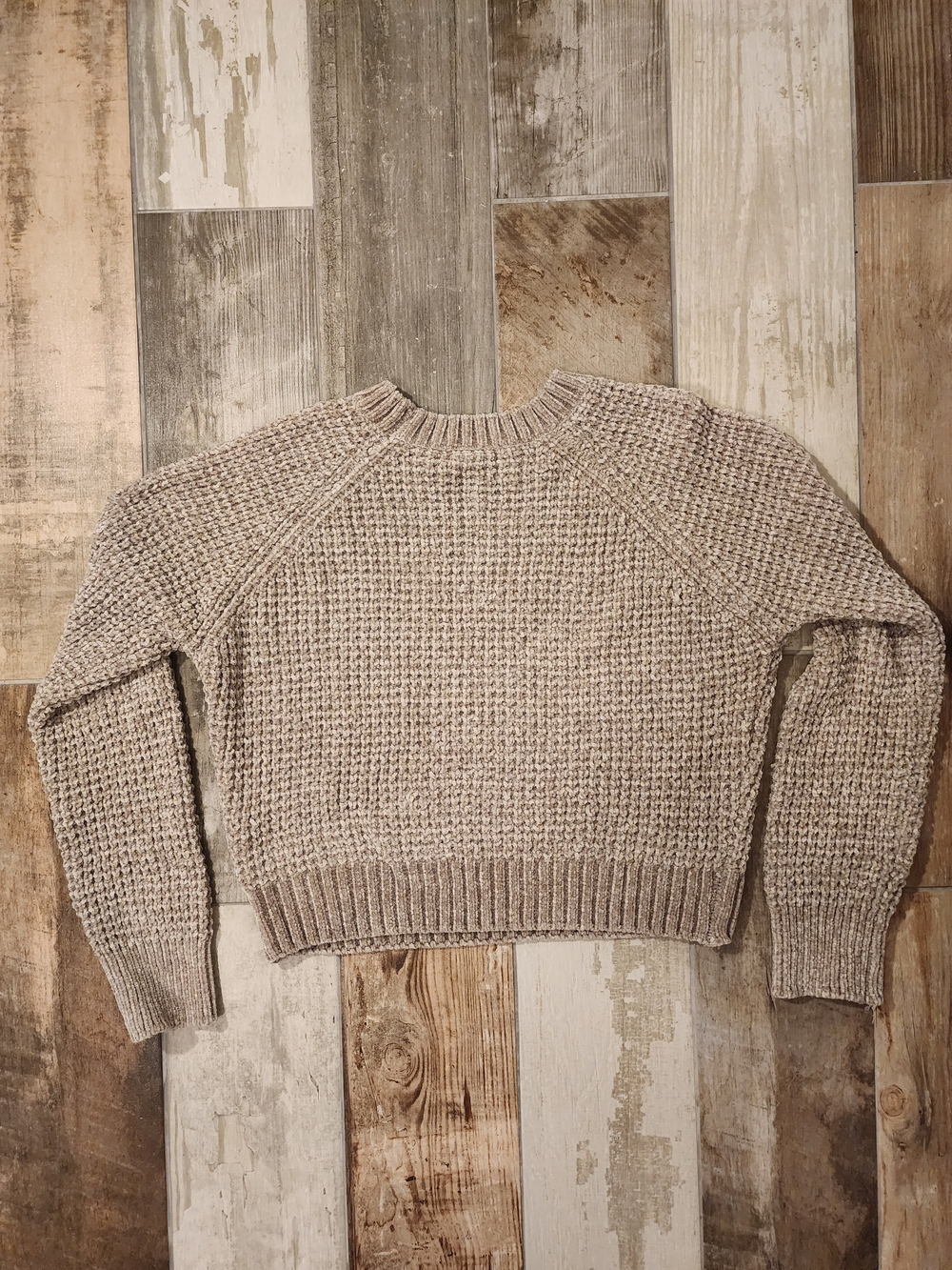 Altar'd State Chunky Knit Beige Cropped Sweater - Picture 4 of 7